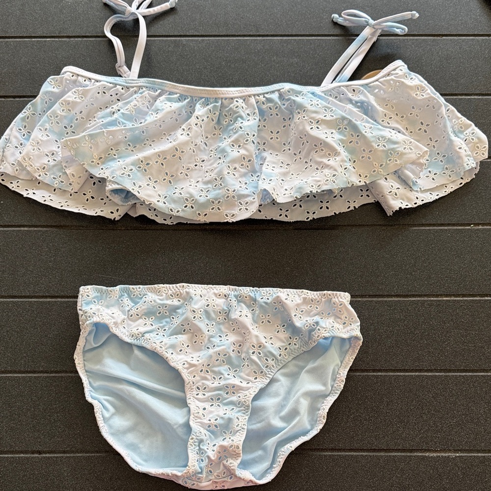 Light Blue Eyelet Bikini Set